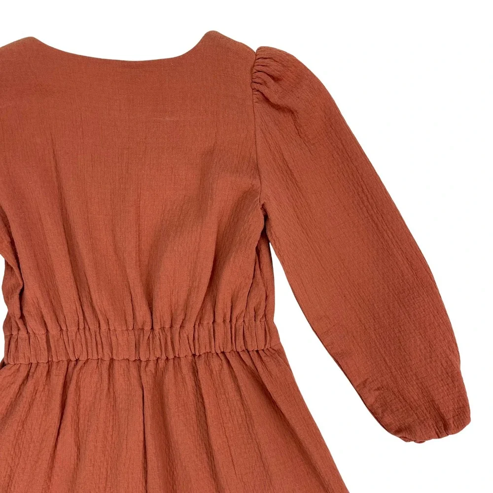 Luli &‎ Me Gabby Girls Grace Wrap Romper Rust 100% Cotton Sz M Cottage Boho